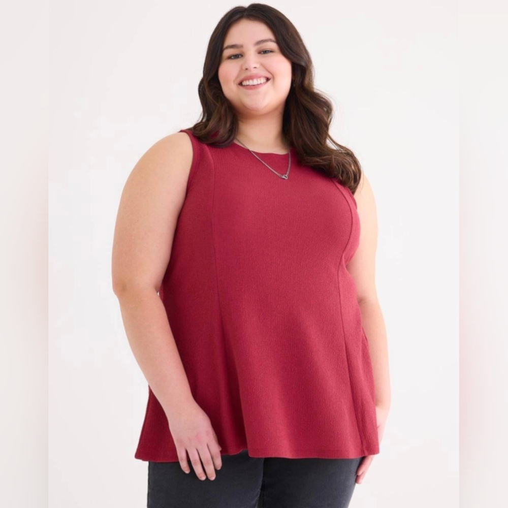 Penningtons Textured Stretch Knit Sleeveless A-line Top